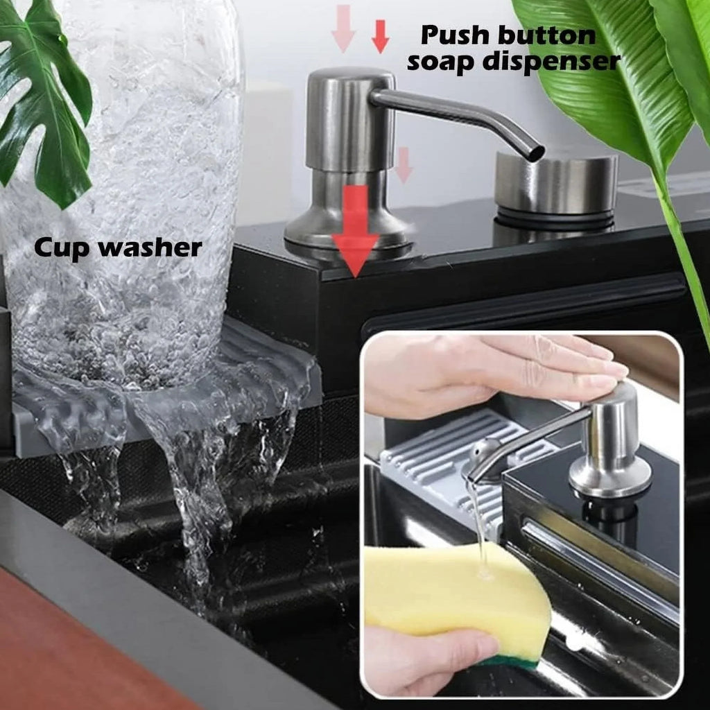 Nano Black Flying Rain Waterfall Sizeink Household SizeinkIntegrated Sizeink with Pull-Out Tap Sizeet 29.5 INCH