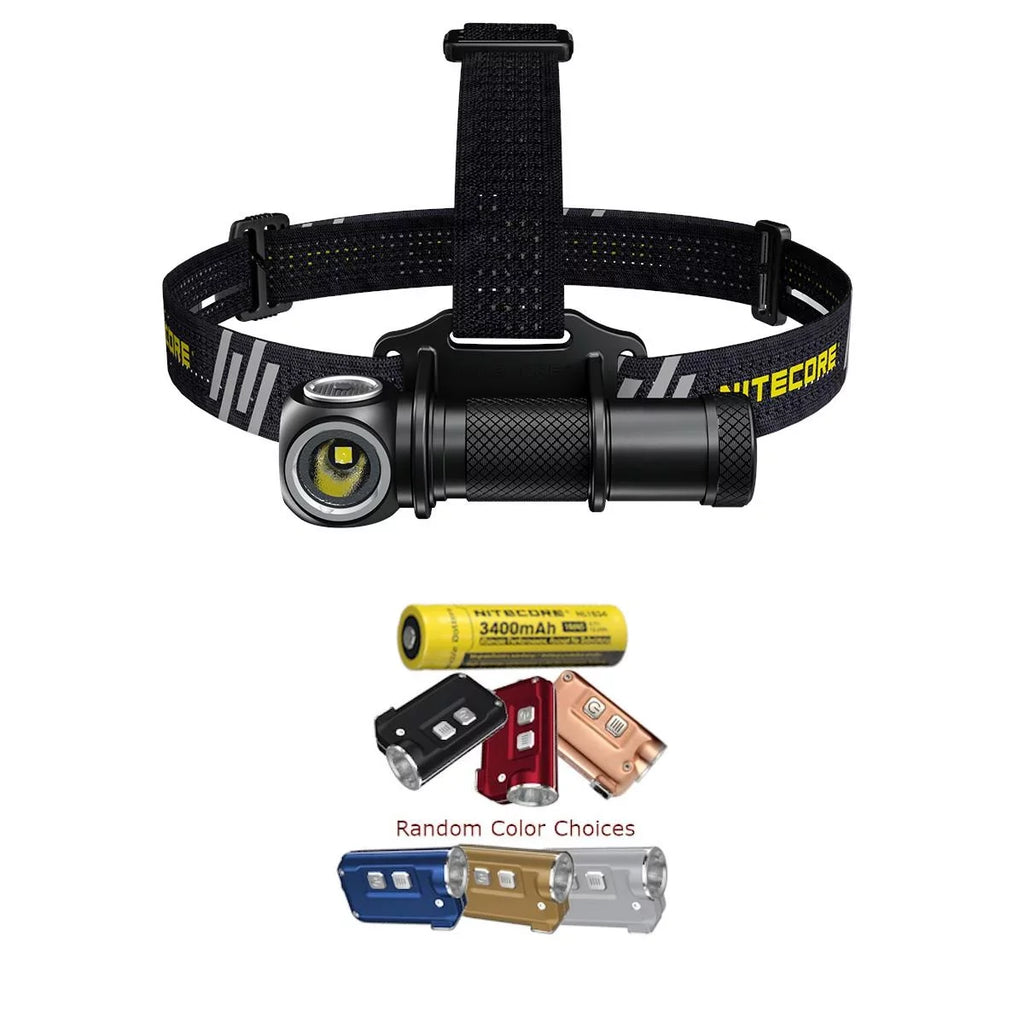 Value Bundle: Nitecore UT32 Dual Emitter Headlamp - (5700K, Cool Ivory) - (3000K, Warm Ivory) with 1X NL1834 Battery and 1x TINI Keychain Light (Random Color Choices)