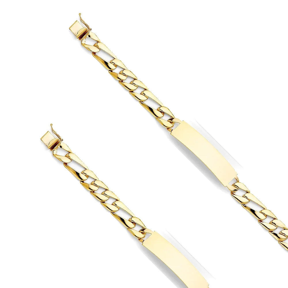 14k Yellow Gold Sizetamp Cuban Link ID Bracelet - 8" | Elegant 14KY Gold Chain Bracelets for Women and Men| Weight 16.8 | Men’s Jewelry for Gift