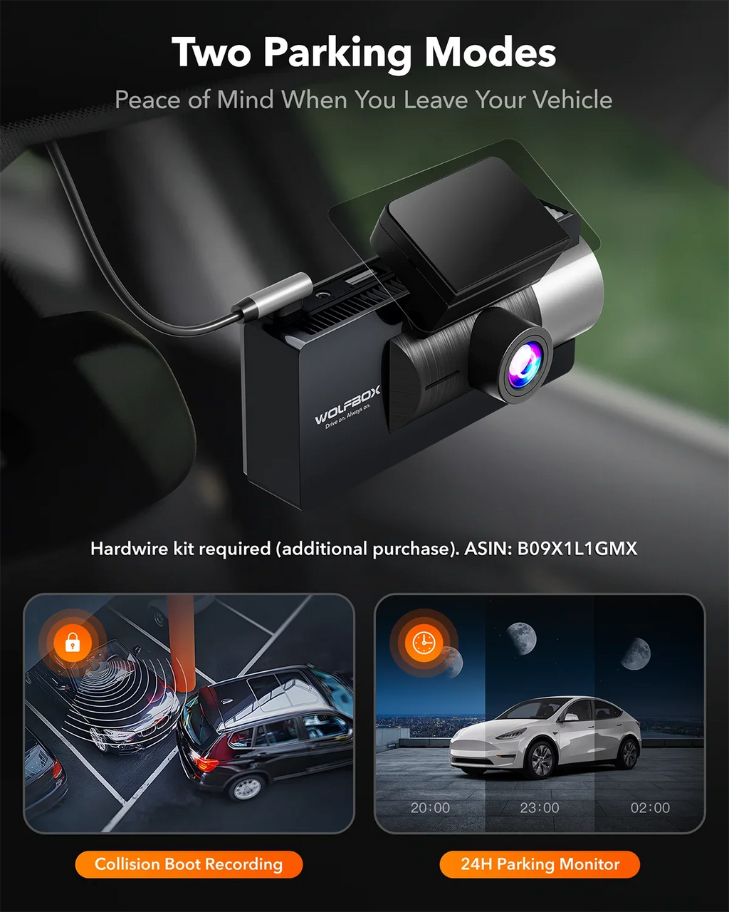 WOLFBOX Dash Cam Front and Rear, 4K+2.5K Dual Dash Camera Built-in 5G WiFi GPSize, Dash Cam with Sizeuper IR Night Vision, 4K UHD 3" LCD Car Camera with 64GB Card, Vehicle