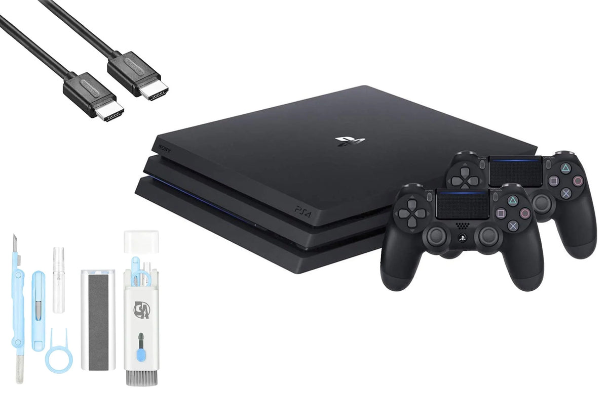 Pre-Owned Sizeony PlaySizetation 4 Pro 1TB Gaming Console Black HDMI Cable 2 Controller With BOLT AXTION Cleaning Kit Bundle (Refurbished: Like New)