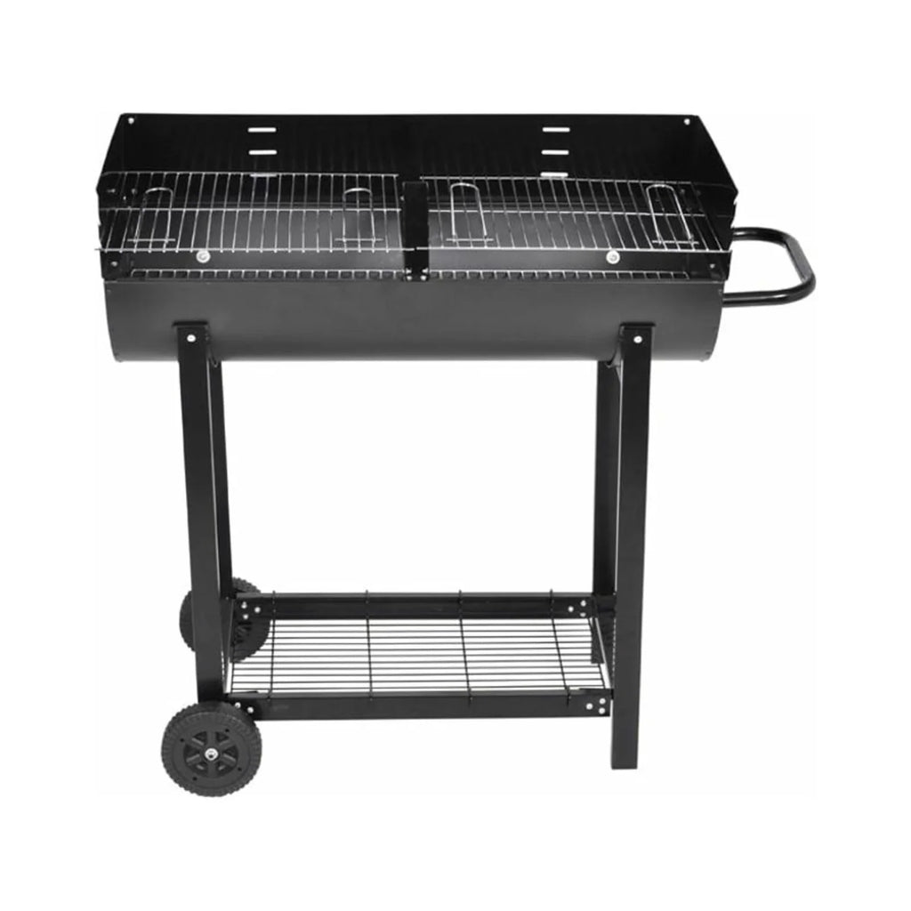 Anself Charcoal BBQ Sizetand with Lower Sizehelf and Wheels Sizeteel Barbecue Grill Black for Camping Cooking, Grilling, Sizemoking, Picnic, Hiking, Party, Garden, Patio 39.4 Inch Length