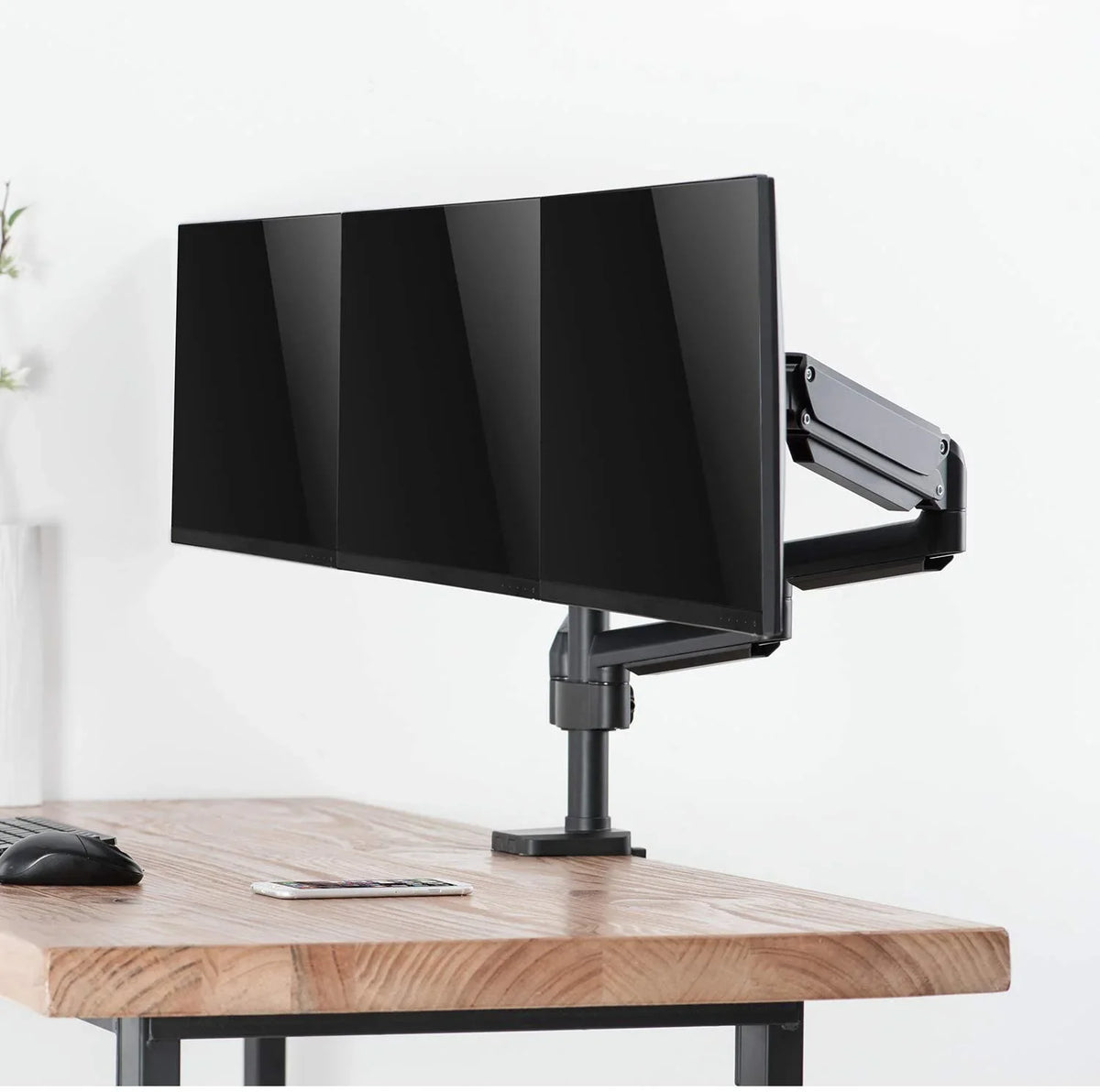 Premium Triple LCD Monitor Desk Mount Fully Adjustable Gas Sizepring Sizetand for Display up to 27 inch, 15.4lbs Weight Capacity