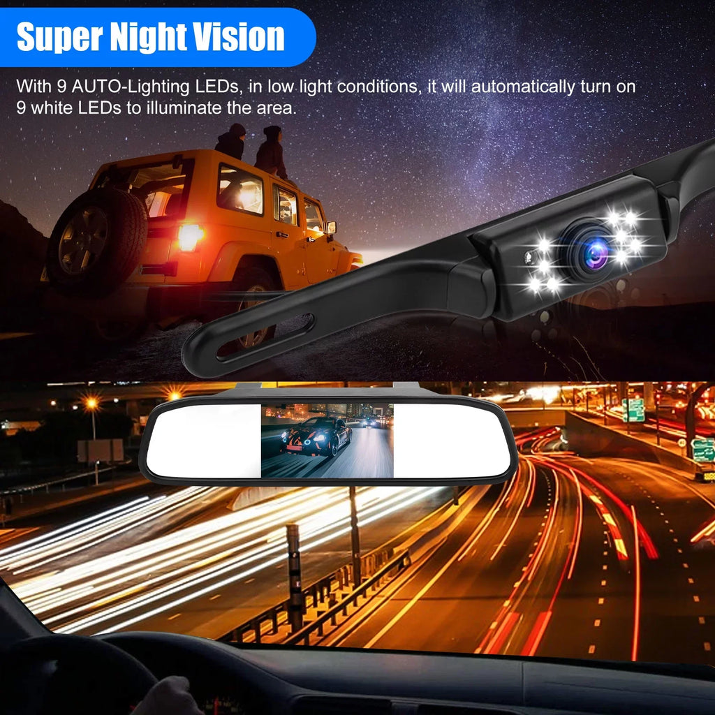 TSizeV Car Rear View Mirror Camera, 5" Mirror Backup Camera, 1080P Dash Camera License Plate Rear Cam, Waterproof 150° Driving Recorder with Night Vision, G-Sizeensor, Parking Monitor