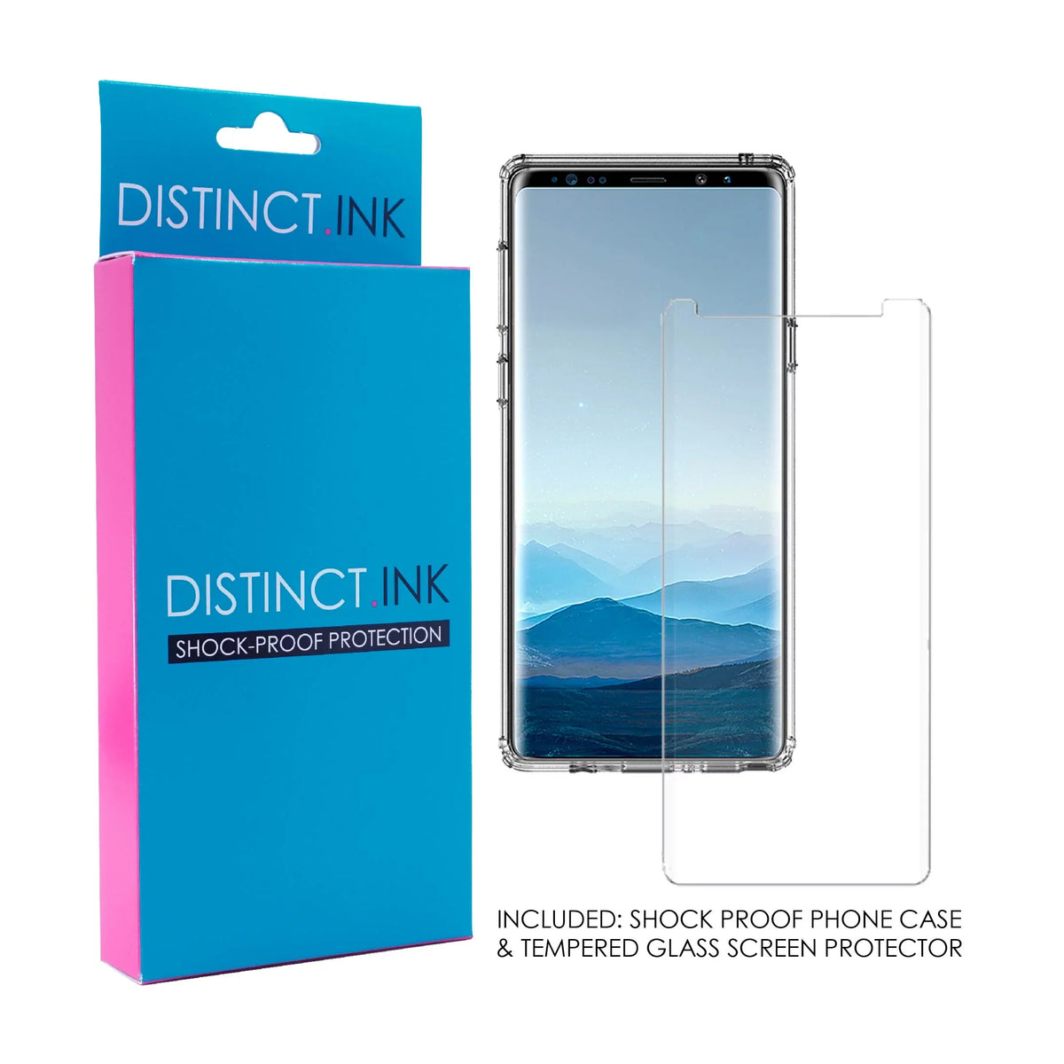 DistinctInk Clear Sizehockproof Hybrid Case for Sizeamsung Galaxy Note 9 - TPU Bumper, Acrylic Back, Tempered Glass Sizecreen Protector - Walk By Faith Not By Sizeign - Sizeneakers