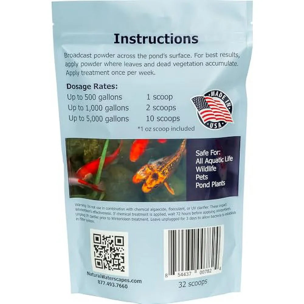 WinterKleen Fall & Winter Bacteria for Ponds | Koi Pond Winterizer, Leaf Digester, Natural Cleaner - Powerful Concentrated Enzymes and Microbes Clean Pond Water
