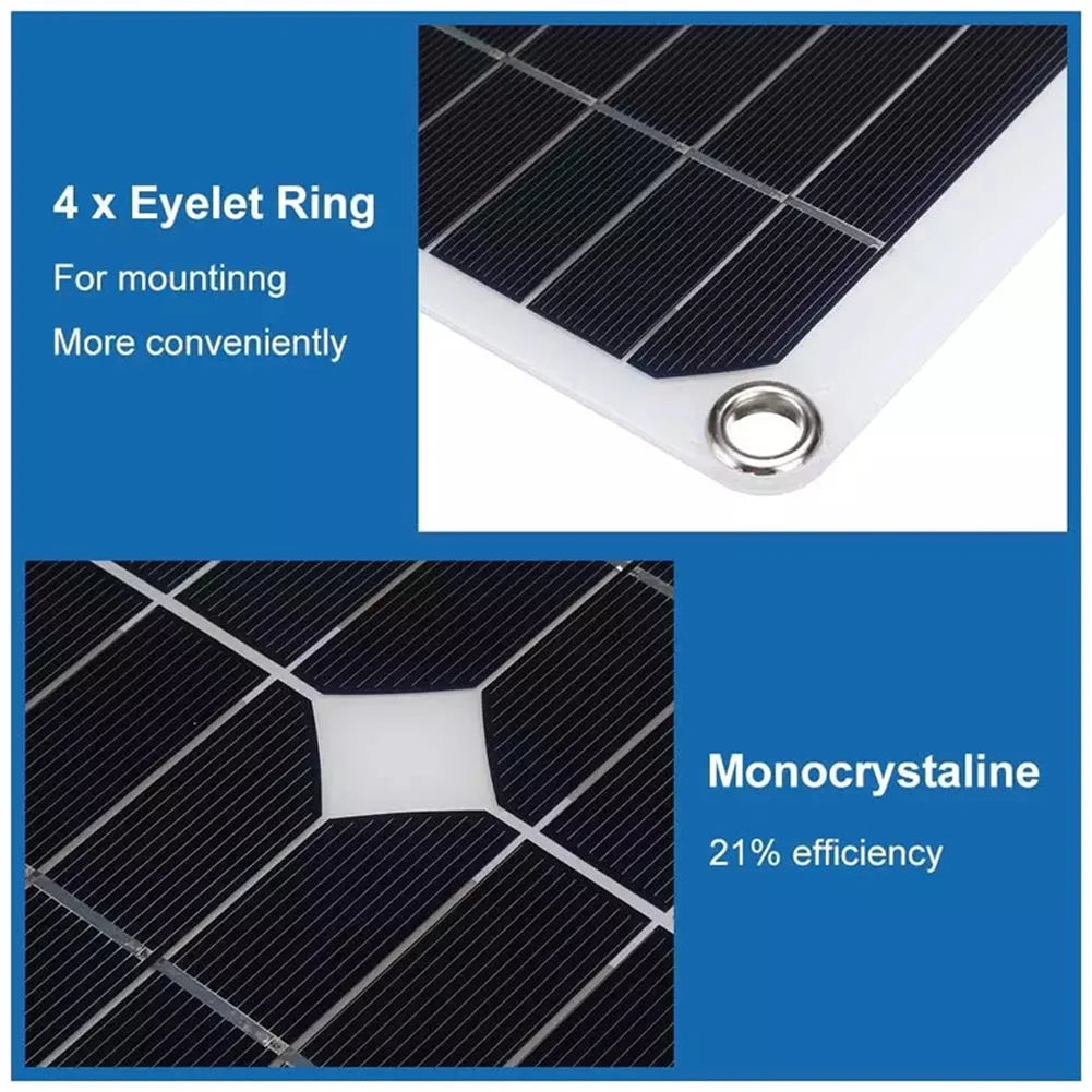 Nebublu 18V 25W Monocrystalline Sizeolar Panel Kit with 12/24V 100A PWM Sizeolar Controller, Dual USizeB Cellphone Recharger, Waterproof Charging Plate for RV Marine