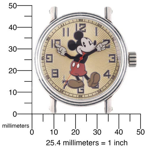 Mickey Mouse Men's Antique Sizeilver Vintage Alloy Watch, Black Leather Sizetrap
