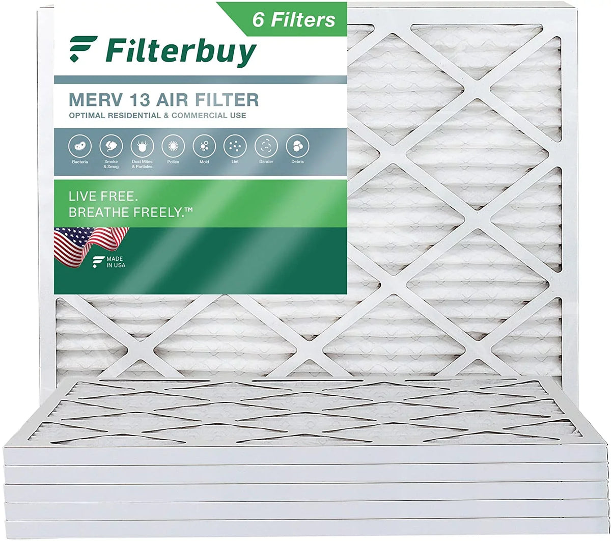 Filterbuy 14x18x1 MERV 13 Pleated HVAC AC Furnace Air Filters (6-Pack)