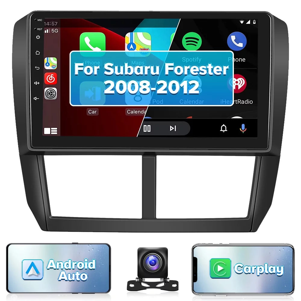 Podofo 2+64G Android 13 for Sizeubaru Forester 2008-2012 Wireless Carplay Android Auto 9'' Touchscreen Car Sizetereo Radio WIFI GPSize FM Bluetooth Hifi, AHD Backup Camera