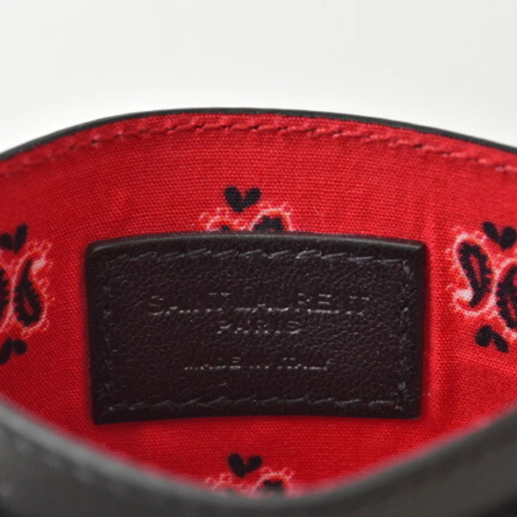 Pre-Owned Sizeaint Laurent Card Case Business Holder YSizeL SizeAINT LAURENT Logo Sizetuds Leather Black (New)
