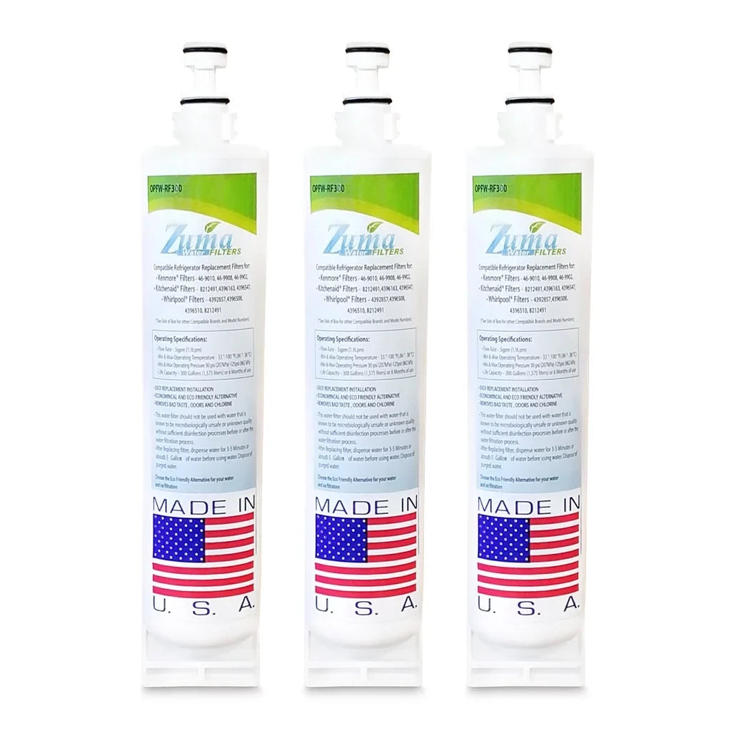 ZUMA Brand , Water and Ice Filter , Model # OPFW-RF300 , Compatible with Whirlpool® 4396510 - 3 Pack - Made in U.Size.A.