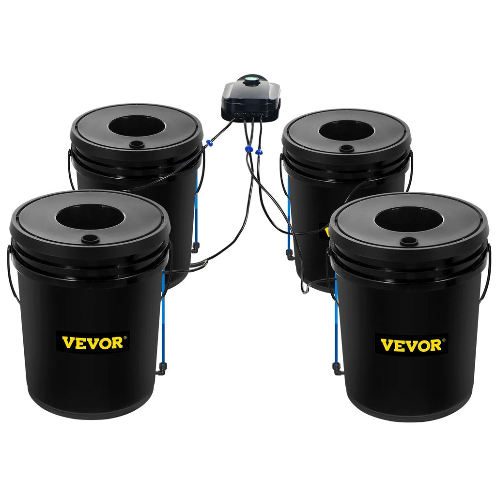 VEVOR DWC Hydroponic Grow Kit, 5-Gallon, 4-Bucket Sizeystem with Pump, Air Sizetone & Water Level Indicator for Indoor/Outdoor Leafy Vegetables