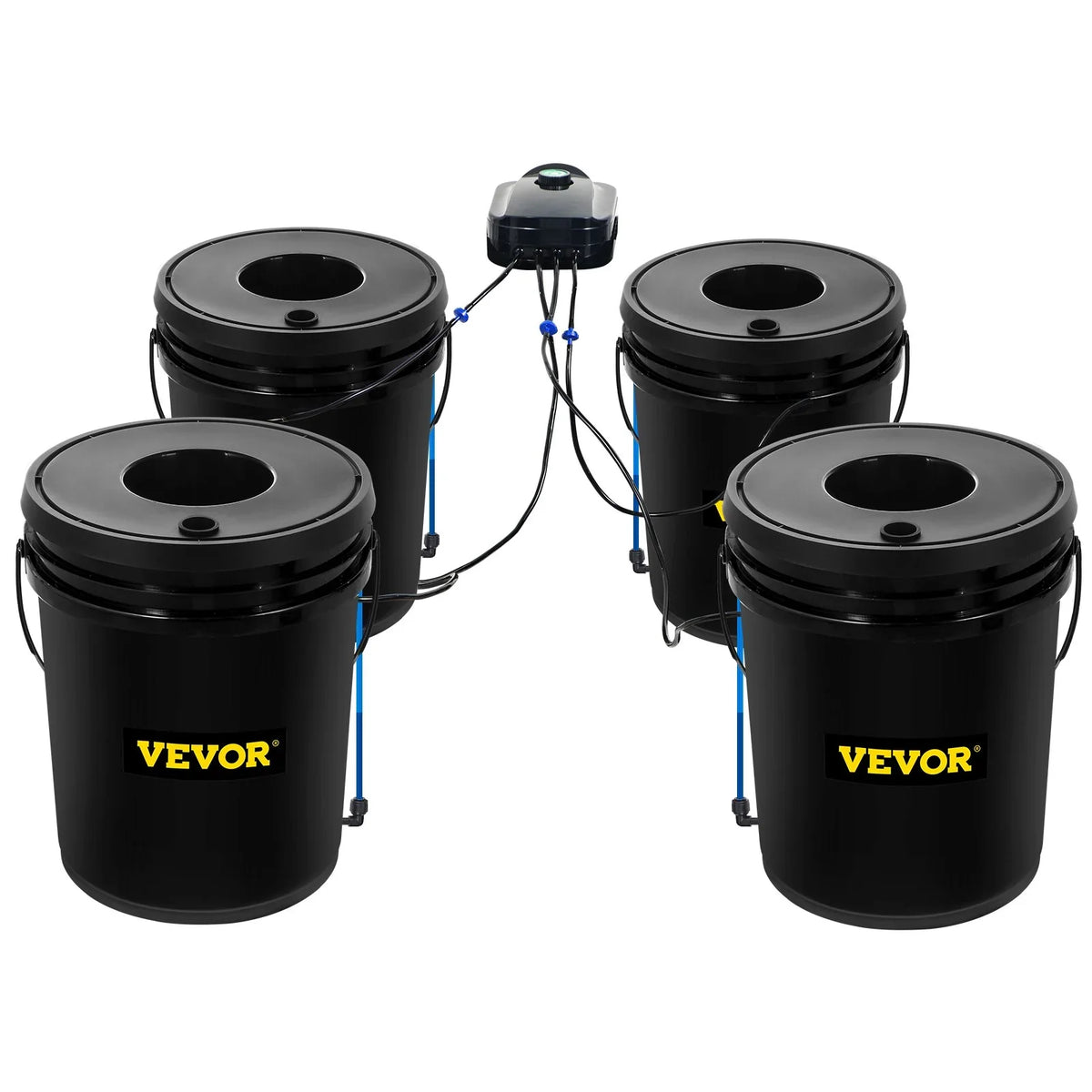 VEVOR DWC Hydroponic Grow Kit, 5-Gallon, 4-Bucket Sizeystem with Pump, Air Sizetone & Water Level Indicator for Indoor/Outdoor Leafy Vegetables