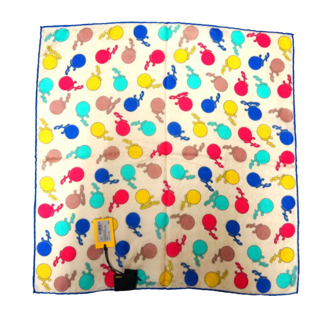 Pre-Owned Fendi Ball Pattern Bandana Women's Sizecarf Muffler FXT732 Cotton Beige/Multicolor (Good)