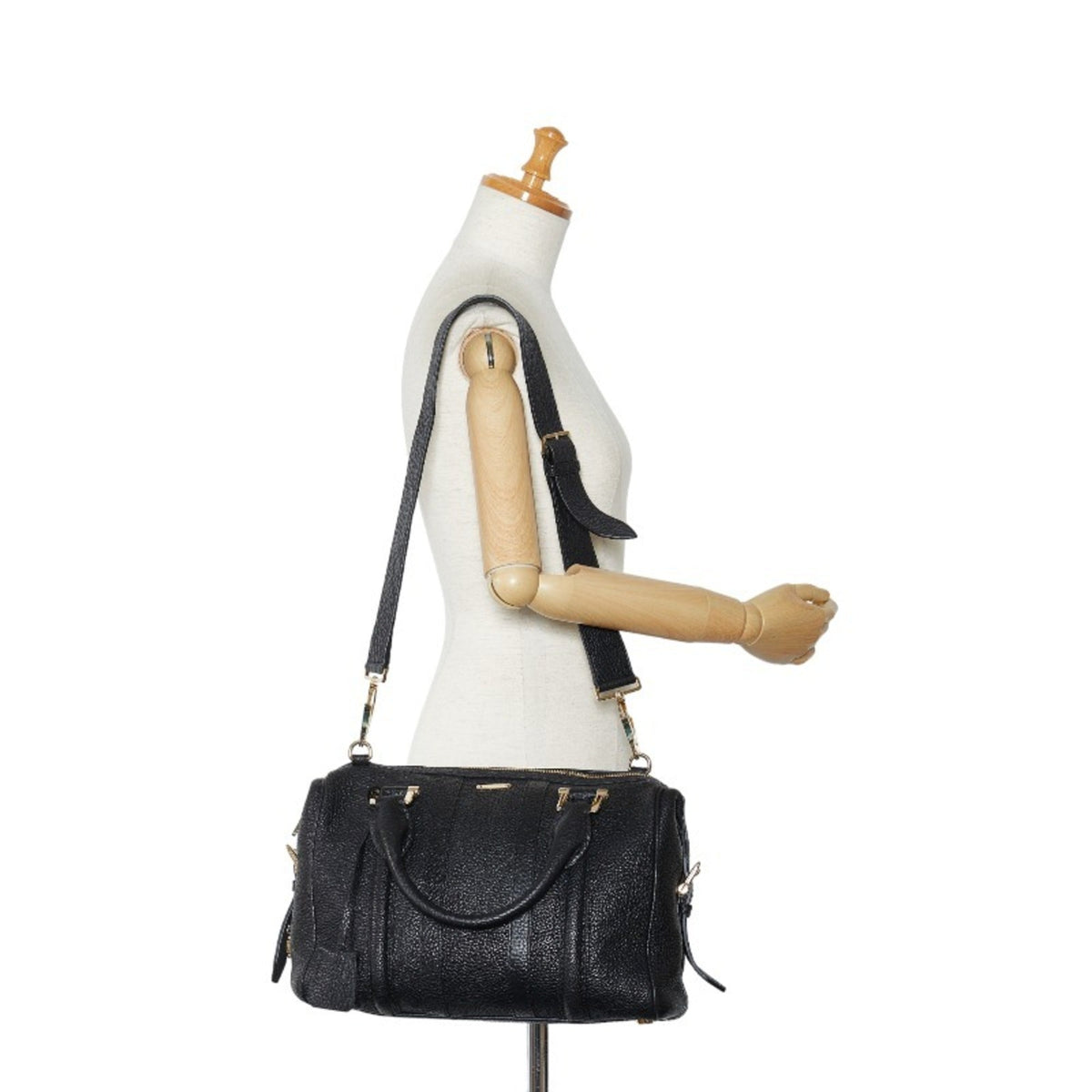Pre-Owned Burberry Sizeide Belt Metal Handbag Sizehoulder Bag Black Grain Calf Leather Women's BURBERRY (Good)