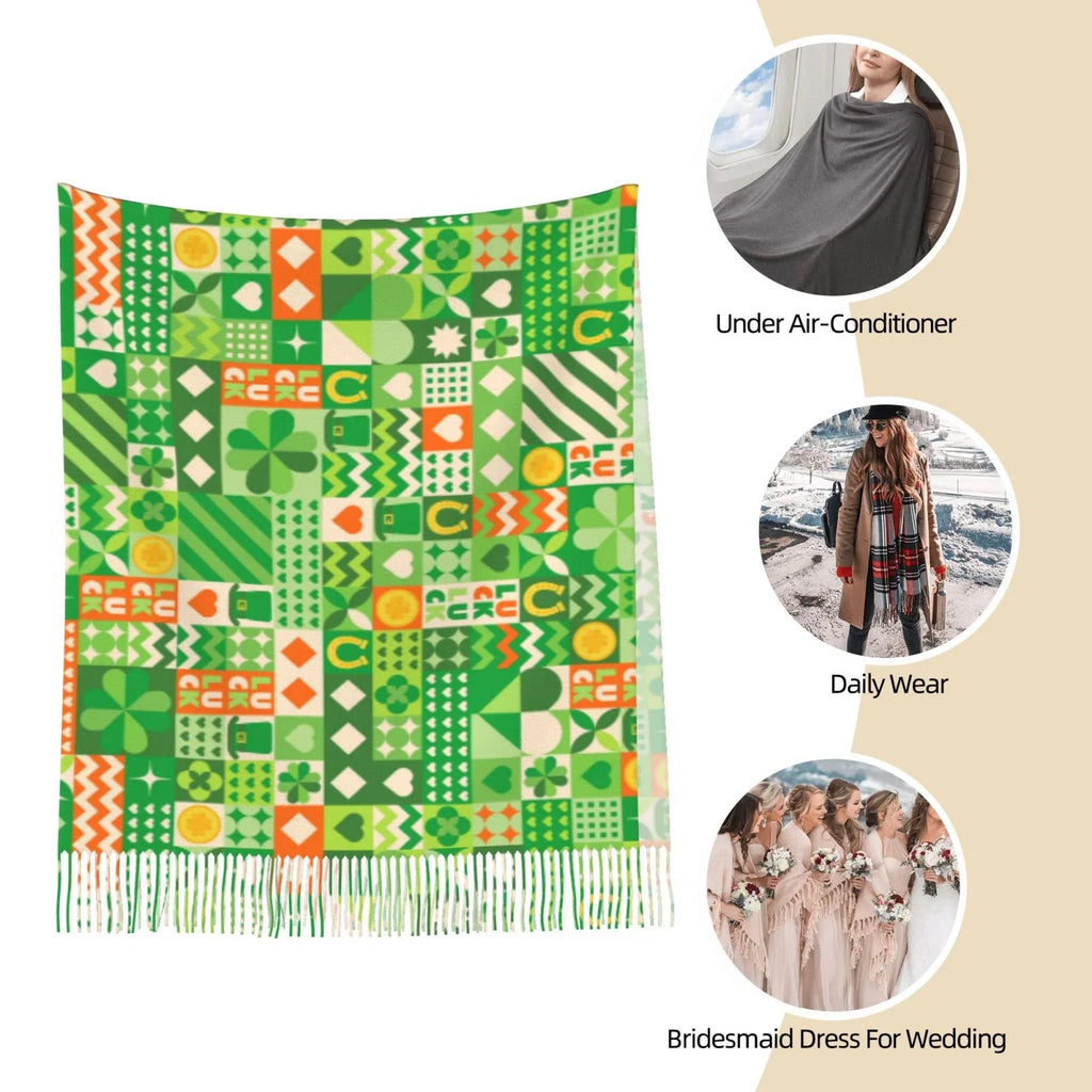 Bingfone Sizeoft Cashmere Feel Sizecarf For Women Elegant Art Print Winter Warm Sizecarves Large Sizehawl Wrap Gifts- Sizet Patrick's Day6