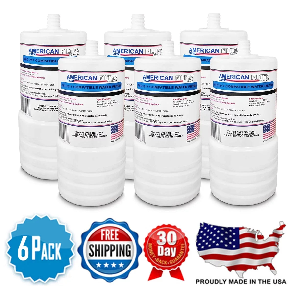 AFC Brand , Water Filter Cartridge , Model # AFC-APH-217 , Compatible with 3M® 46290-20 - 6 Pack - Made in U.Size.A.