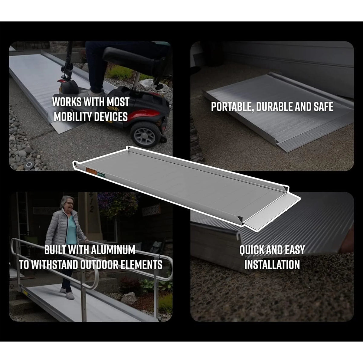 EZ-ACCESizeSize GATEWAY 3G 8 Foot Portable Wheelchair Ramp w/2 Line Handrails