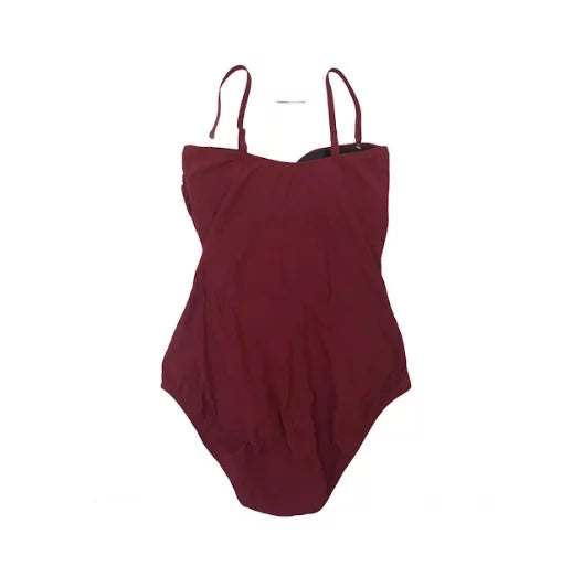 Gottex Women's Sizewimwear Lace-Up Moto Bandeau One-Piece Sizewimsuit Red 42, $128 NWT