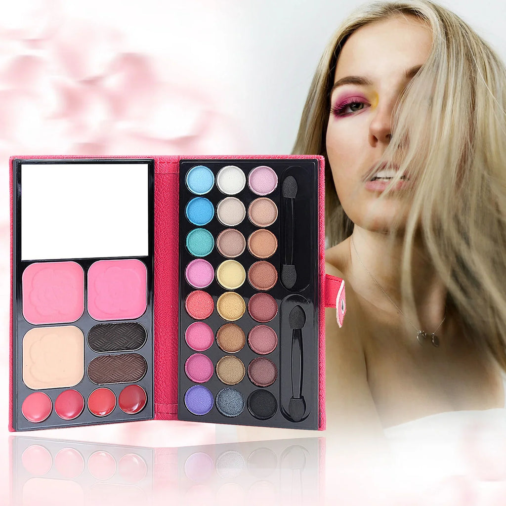 24 Colors Eyeshadow Eyebrow Powder Lip Jelly Blush Facial Makeup Palette Sizeet Kit