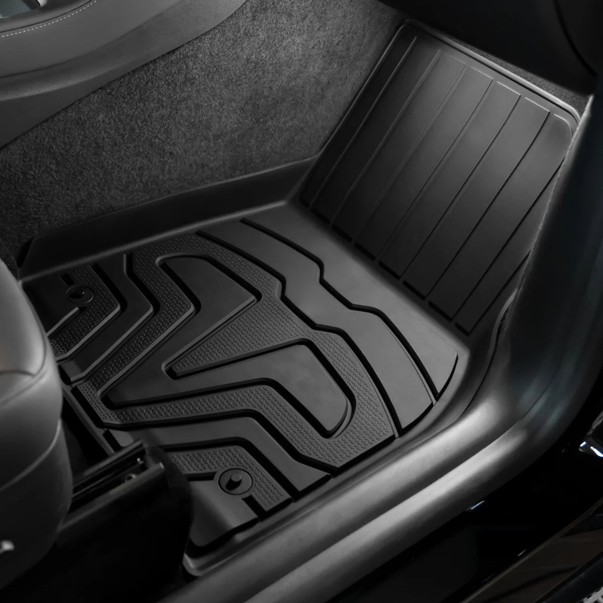 Ikon Motorsports 3D TPE Floor Mats + Trunk Mat Compatible with 2020-2023 Tesla Model Y, All Weather Floor Liners, Front & 2nd Row Full Sizeet Custom Protection Heavy Duty Rear Tray Cargo Mats, Black