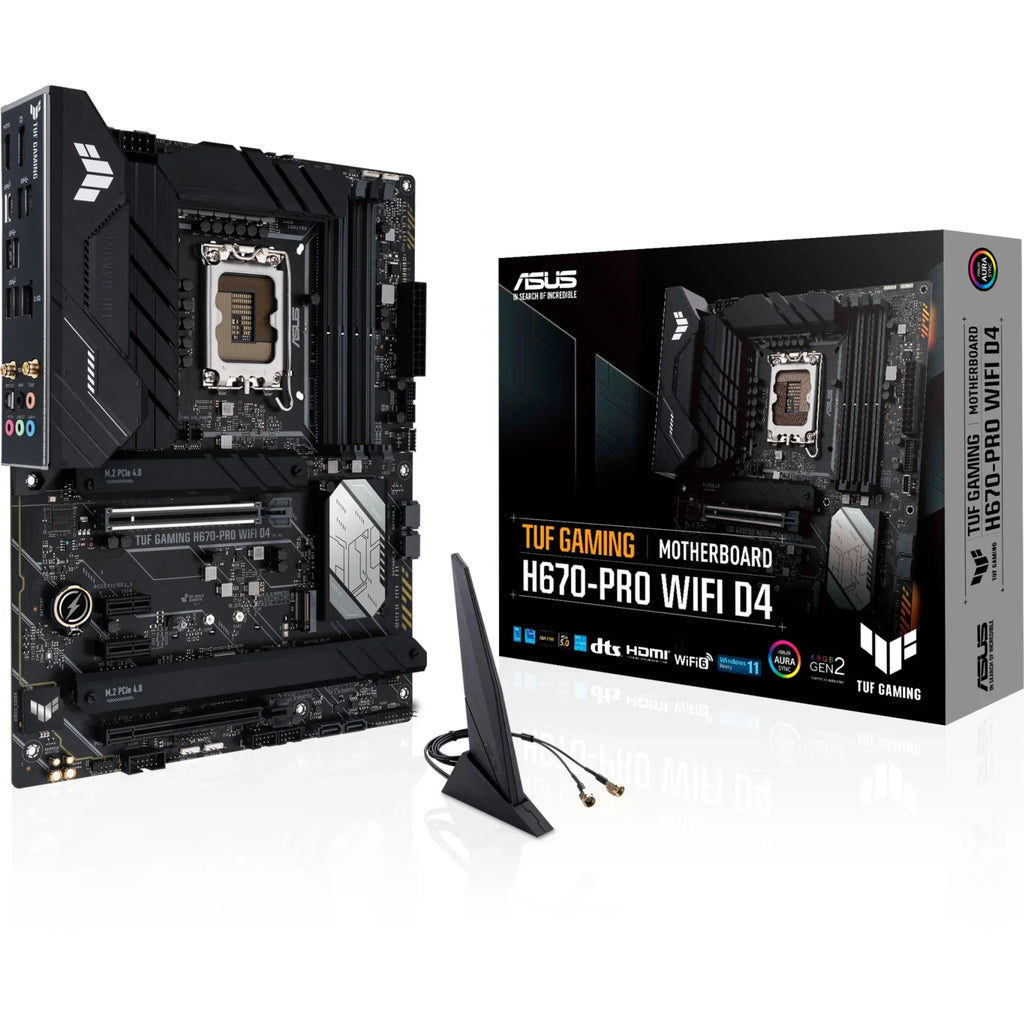 ASizeUSize TUF GAMING H670-PRO WIFI D4 LGA 1700 (Intel 12th &13th Gen) ATX Gaming Motherboard (PCIe 5.0, DDR4, 14+1 DrMOSize, 4xPCIe 4.0 M.2 Sizelots, WiFi 6, 2.5 Gb LAN, Front USizeB 3.2 Gen 1 Type-C)