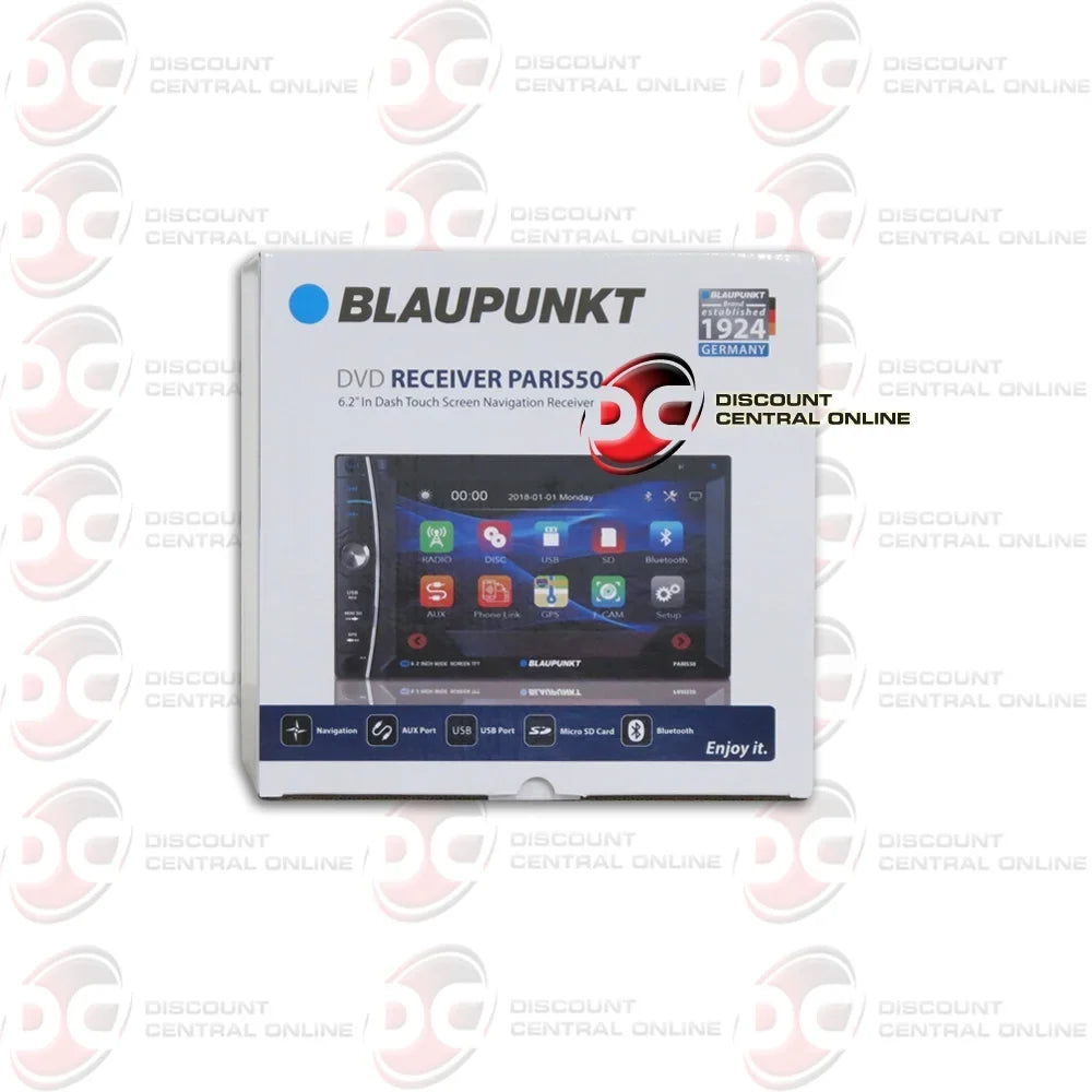 Blaupunkt Double DIN 6.2 Navigation DVD CD player stereo USizeB AUX & Bleutooth with DiscountCentralOnline FL09BK Full License plate Night vision Waterproof back-up camera