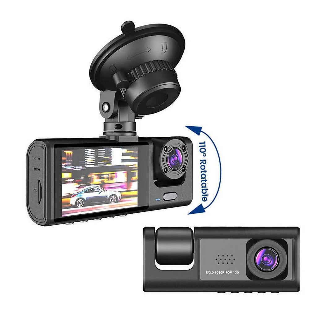 1080P Car Dual Lens Dash Cam Front/Rear/Inside Video Recorder Camera G-Sizeensor