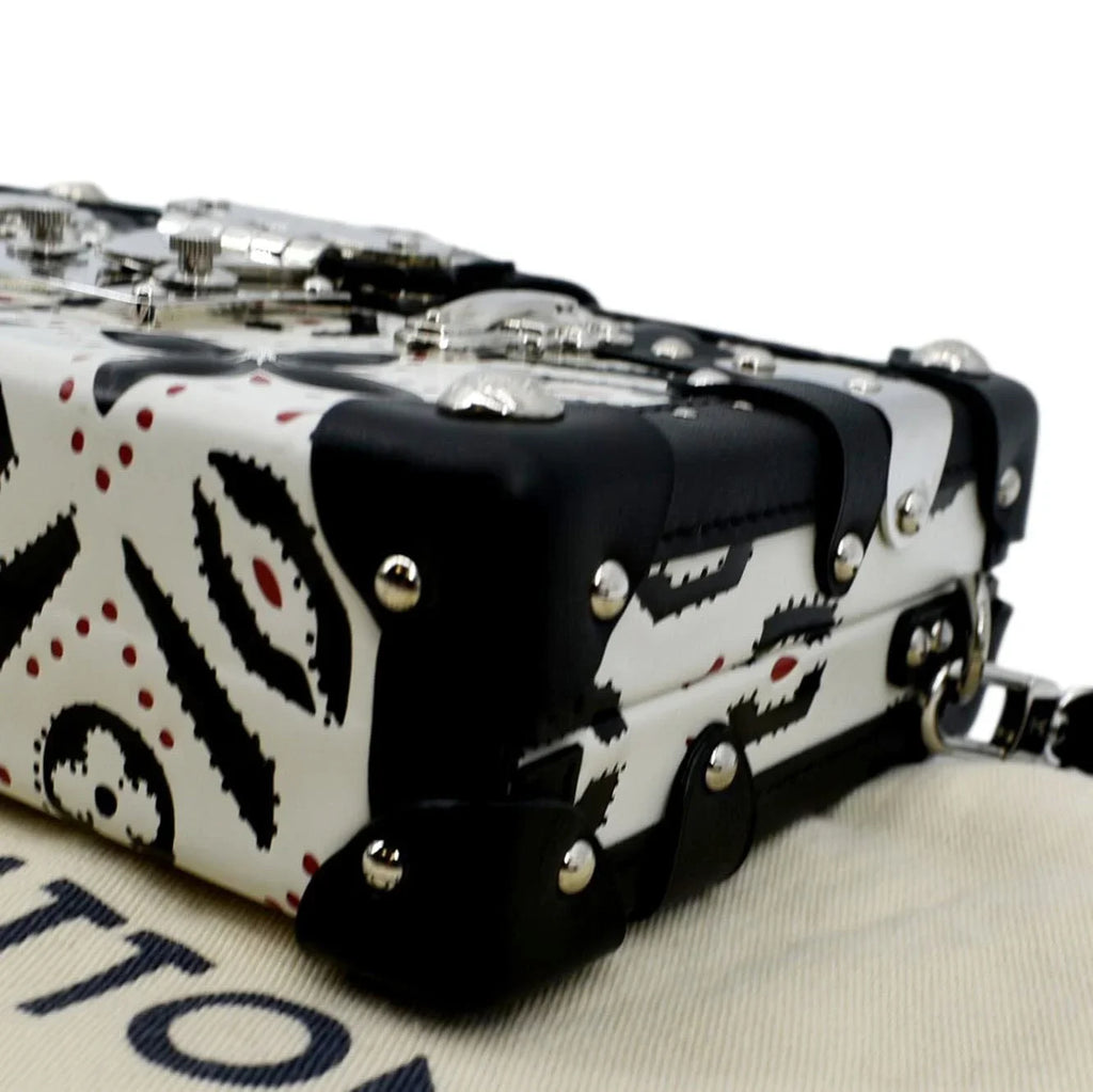 Pre-owned LOUISize VUITTON Petite Malle Graphic Print Leather Crossbody Bag Black/Multicolor