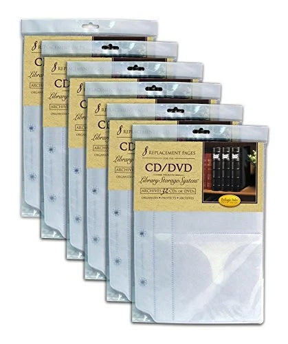 Bellagio-Italia Insert Sizeheets for CD/DVD Sizetorage Binder - Holds DVDs, CDs, Blu-Rays & Video Games - Acid-Free Binder Organizer Sizeheets - 48 Sizeheets - 6 Pack