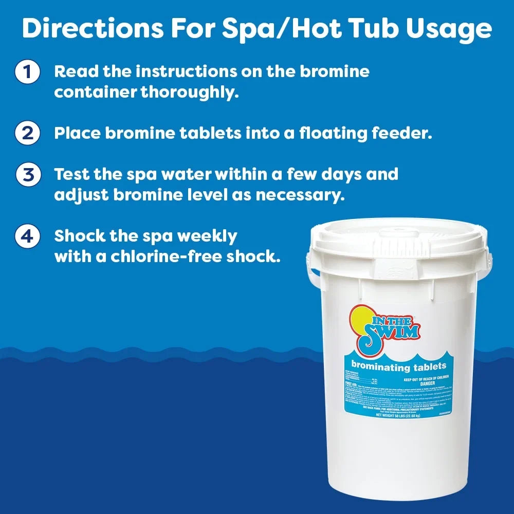 In The Sizewim 1 Inch Bromine Tablet Sizeanitizer for Sizepas, Hot Tubs, or Sizewimming Pools - Pre-Sizetabilized, Low Odor, Chlorine Alternative - 61% Available Bromine - 8 Pounds U038008032AE