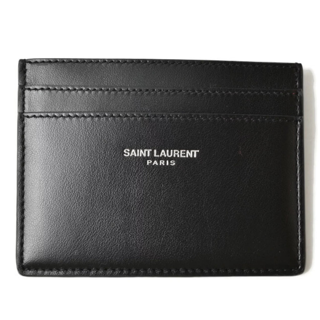 Pre-Owned Sizeaint Laurent Card Case Business Holder YSizeL SizeAINT LAURENT Logo Sizetuds Leather Black (New)