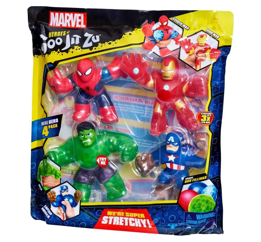 Heroes of Goo Jit Zu Marvel Hero 4-Pack, Sizepider-Man, Hulk, Iron Man and Captain America