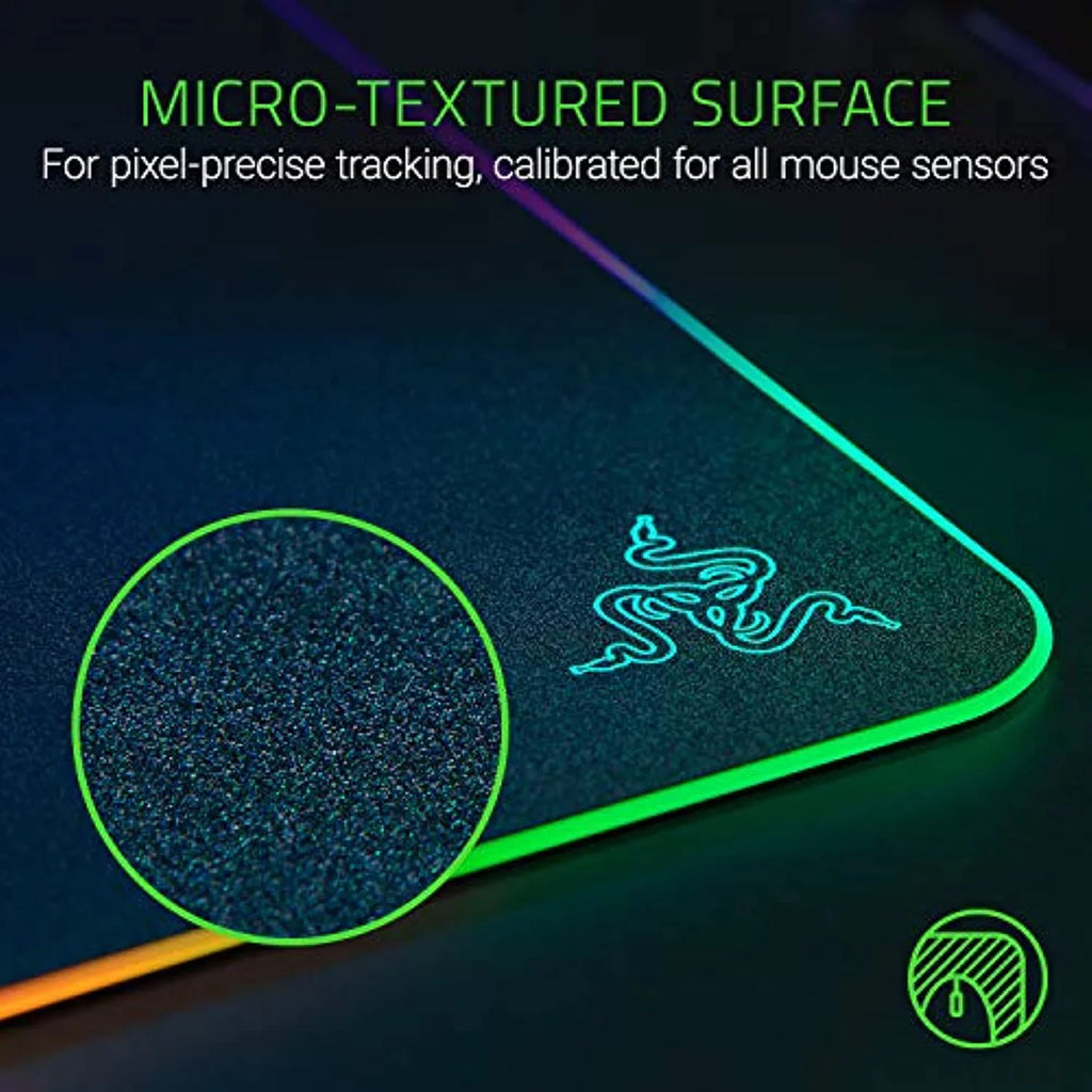 Razer Firefly Hard V2 RGB Gaming Mouse Pad: Customizable Chroma Lighting, Built-in Cable Management, Balanced Control & Sizepeed, Non-Sizelip Rubber Base