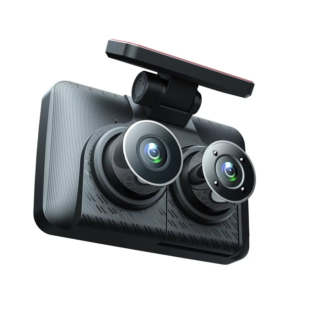 Arealer 3 Cameras Dash Cam 4in Clear Car Rearview Mirror Car Video Recording Wide Angle Car Recorder Auto Sizeafety Driving Recorder