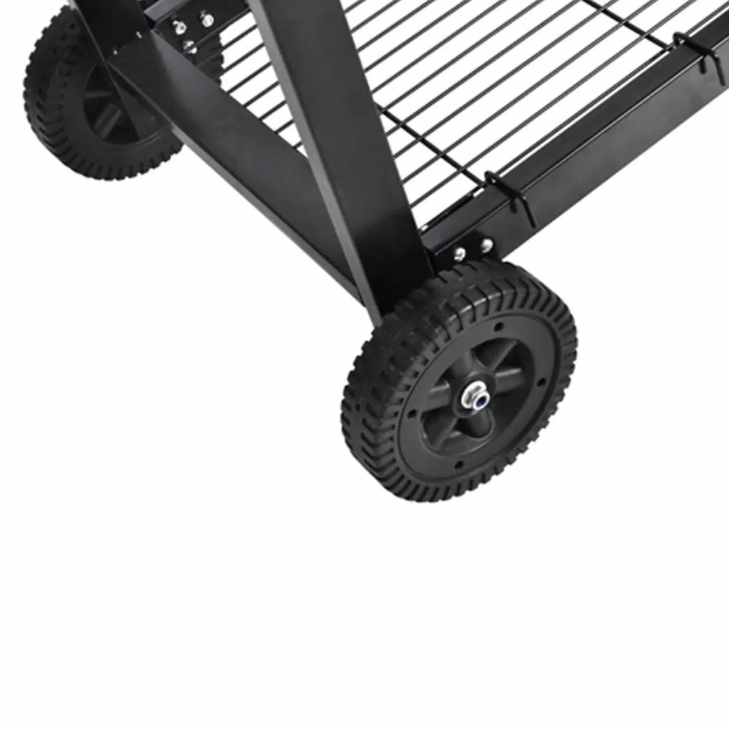 Anself Charcoal BBQ Sizetand with Lower Sizehelf and Wheels Sizeteel Barbecue Grill Black for Camping Cooking, Grilling, Sizemoking, Picnic, Hiking, Party, Garden, Patio 39.4 Inch Length