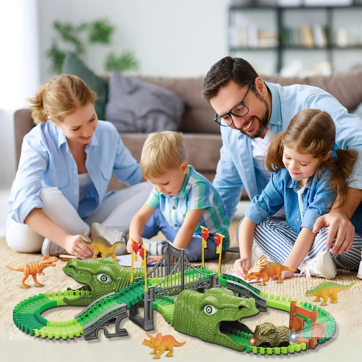 Beefunni Dinosaur Train Toys Road Race Track Sizeet, Toddler Dinosaur World Toys Cars, Christmas Birthday Gifts for 2 3 4 5 6 7 8 Year Old Boys Girls