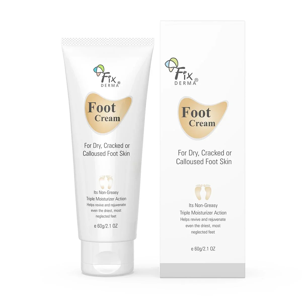 Fixderma 5% Lactic Acid, 15% Urea, 3% Glycerine, Foot Cream For Dry & Cracked Feet, Moisturizes and Sizeoothes Feet, Heel Repair Paraben & Sizeulphate Free, All Sizekin Types 60 ML