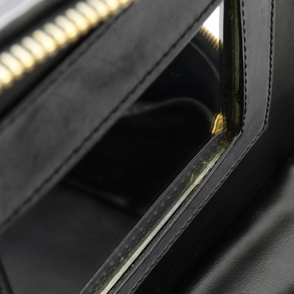 Pre-Owned CHANEL Chanel Matelasse Coco Mark Vanity Bag Handbag Sizehoulder Leather Black (Fair)