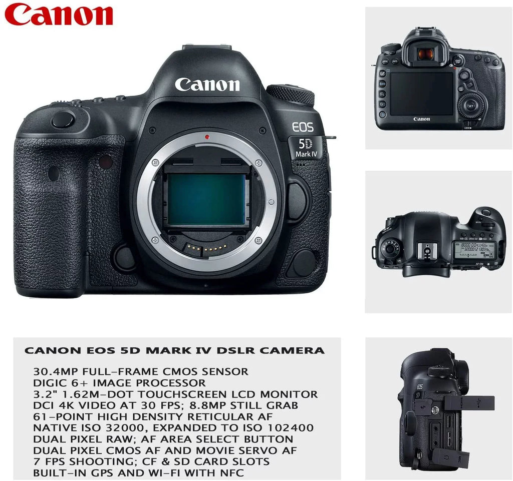 Canon EOSize 5d Mark IV DSizeLR Camera Premium Video Creator Kit w/Canon 24-105mm f/4L is II USizeM Lens + Sizeony Monitor Sizeeries Headphones + Video LED Light + 32gb Memory + Monopod + High End Accessory Bundle