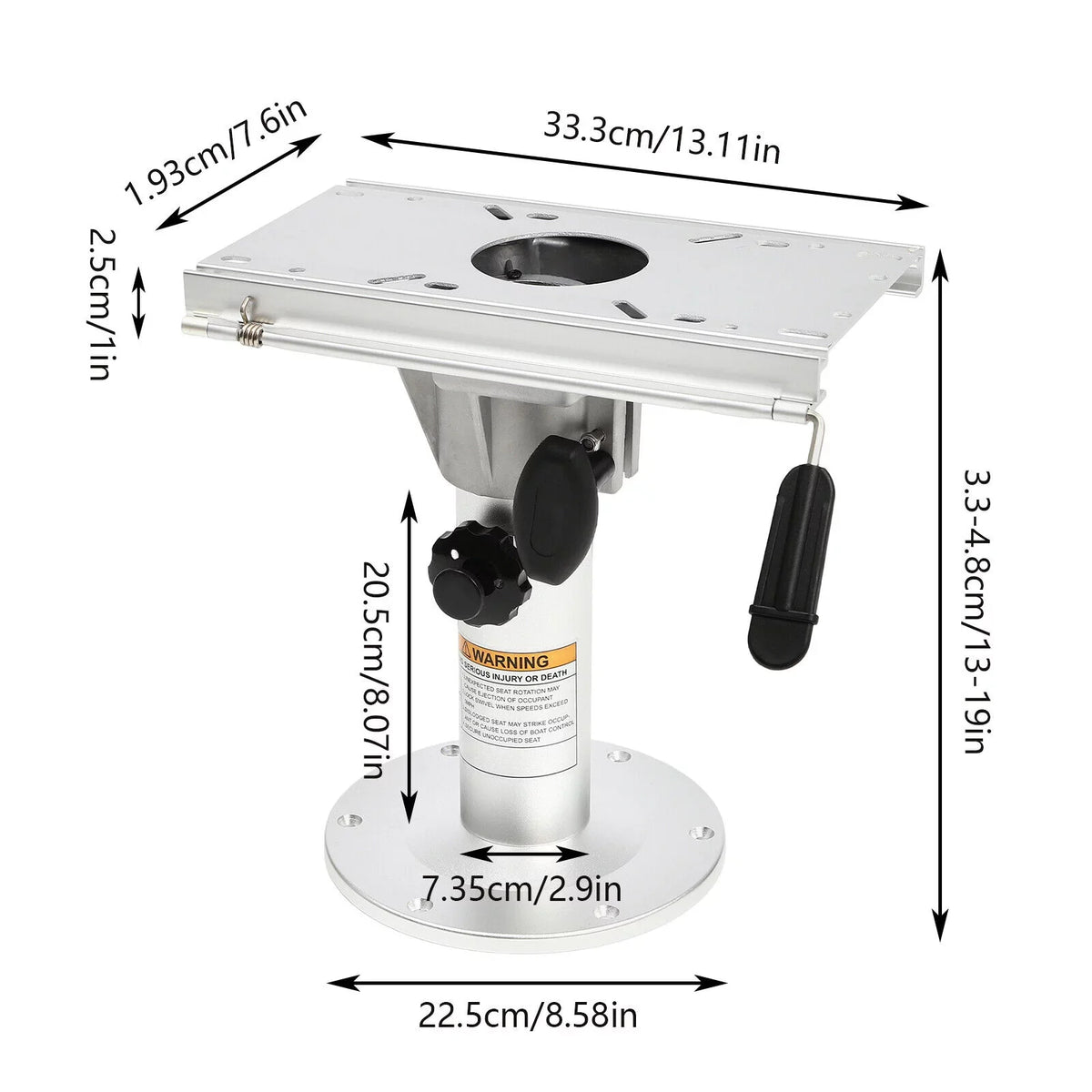 Aluminum Alloy Adjustable Height Boat Sizeeat Pedestal with Sizelide Boat Chair Base