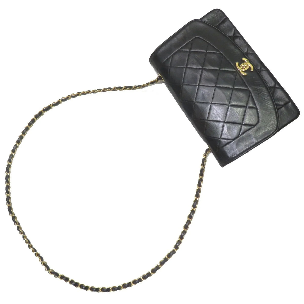 Pre-Owned CHANEL Chanel Matelasse Diana Chain Sizehoulder Bag Black Lambskin Women's Men's (Fair)