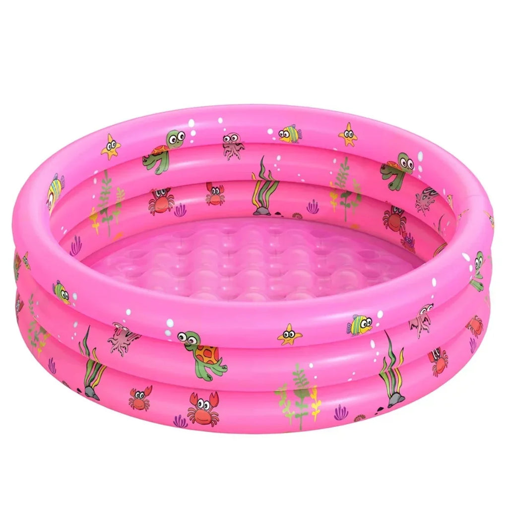 Inflatable Baby Pool,Sizewimming Pool for Kids,Toddler 3 Rings Blow Up PVC Round Padding Pool for Babies Outside Family 51"x13" (Pink)