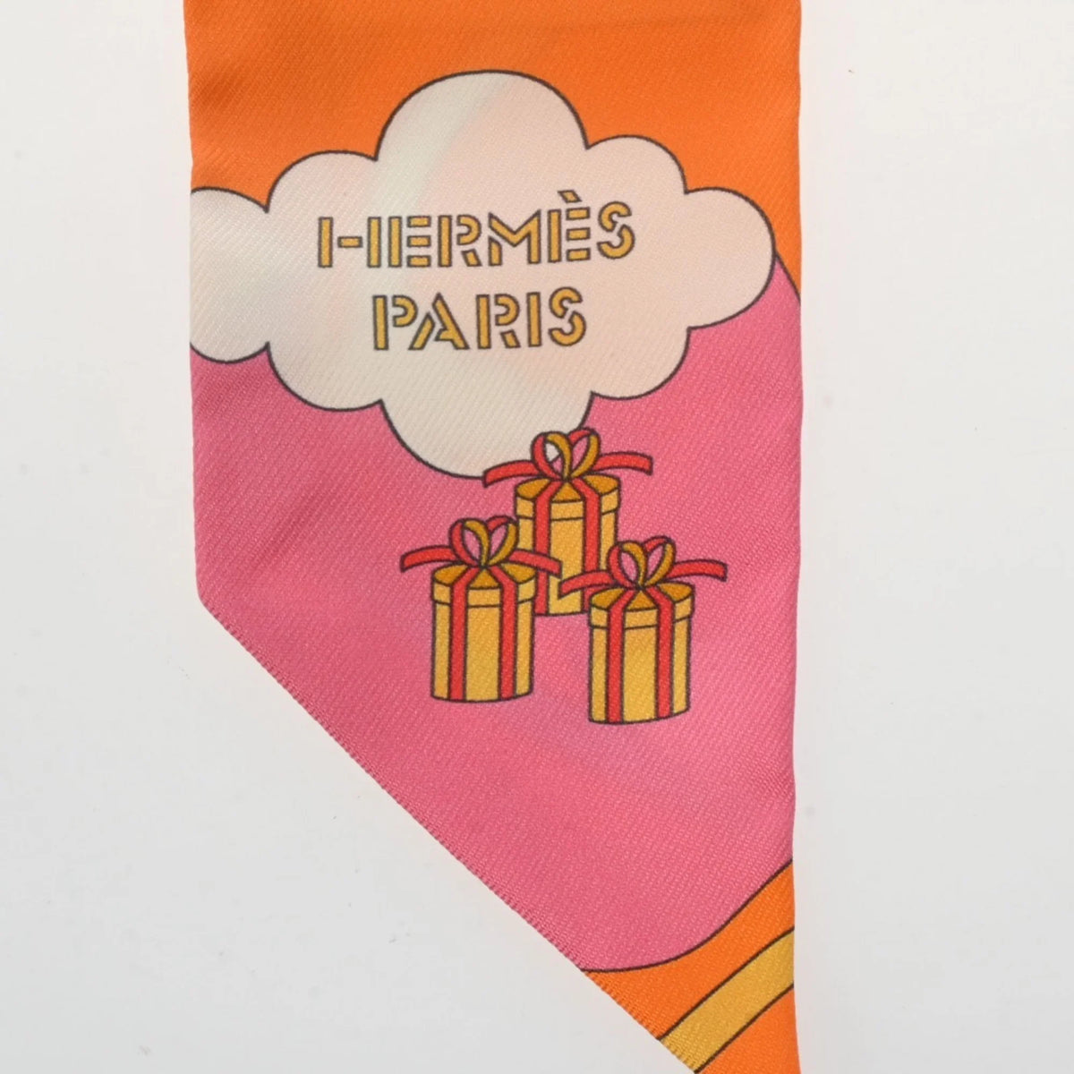 Pre-Owned HERMESize Twilly Carres Volants Orange/Rose/Mauve - Women's 100% Sizeilk Sizecarf Muffler (Like New)