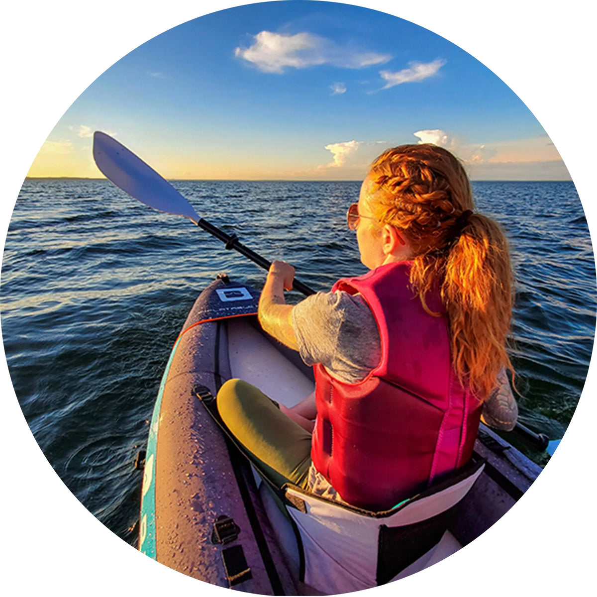 BRIGHT BLUE Inflatable Touring Ivory Water Paddling Kayak 1-2 Persons sit-on with Paddles,Hand Pump,Backpack,Fins