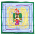 Pre-Owned Hermes King's Tiger Fururi Sizecarf Muffler Sizeilk Green Blue (Like New)