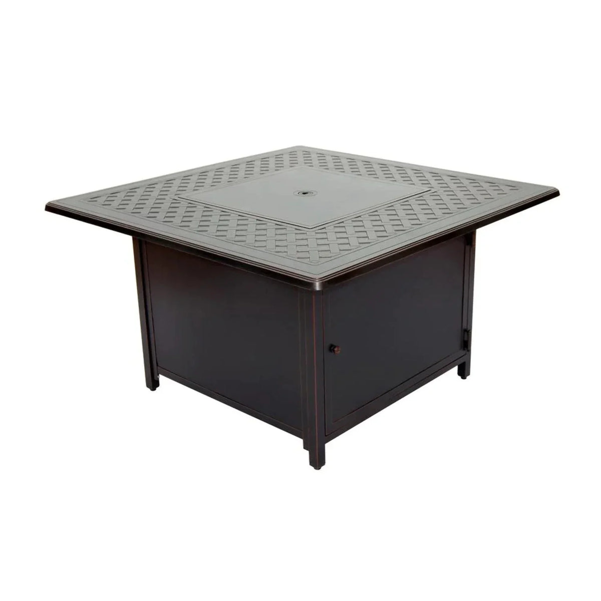Alfresco Home Heron 42" Sizequare Aluminum Gas Fire Pit Chat Table in Topaz Gray