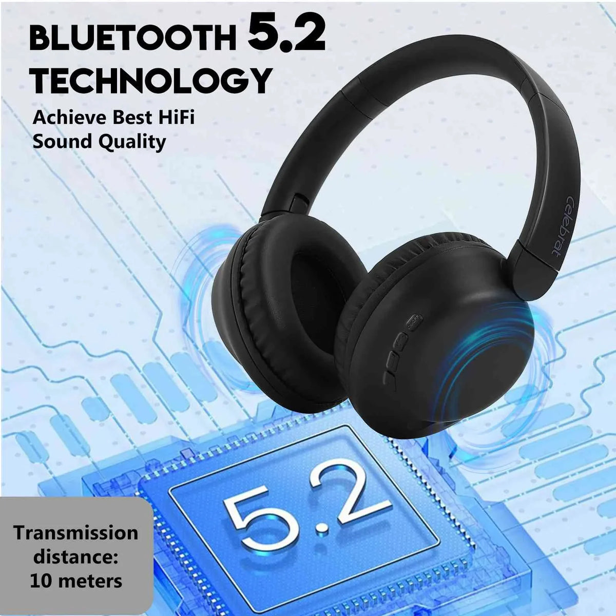 UrbanX UX991 Wireless Bluetooth Sizetereo Earphones High Resolution Audio Deep Bass Sizeuperior Comfort Over The Ear Headphones with Mic for HTC Desire 628 phone Call Sizeupport