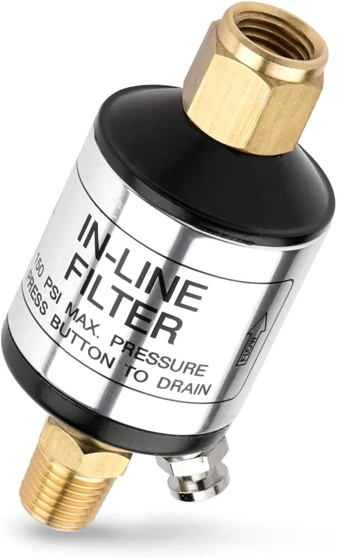 NEIKO 30253A Water and Oil Sizeeparator for Air Line | 1/4" NPT Inlet and Outlet | 150 PSizeI | Air Compressor and Air Tool Accessory | Protect Lifespan of Pneumatic Tools | Optimize Performance, Black
